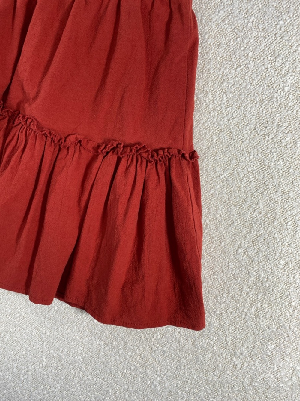 Women’s dark Red Tiered Drawstring Skirt. - Picture 7 of 15